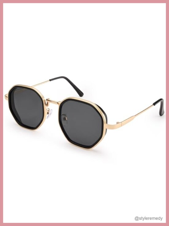 Accessories - Large Trendy Retro Octagon Metal Frame Gradient UV400 Protection Sunglasses